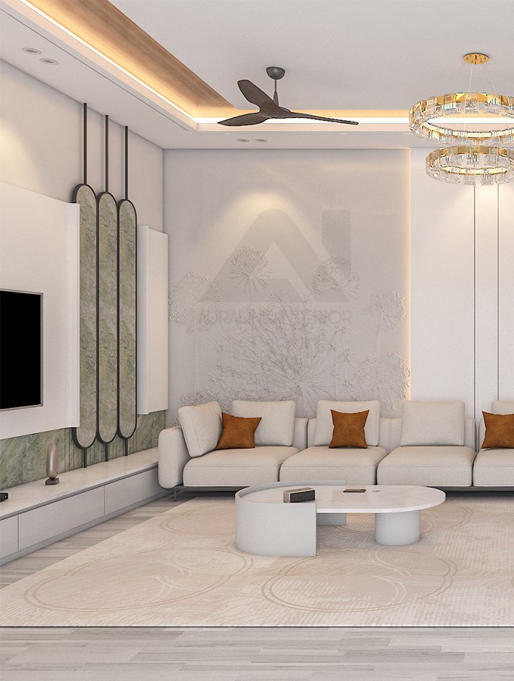 Luxury modern living room interior design by Auraline Interior