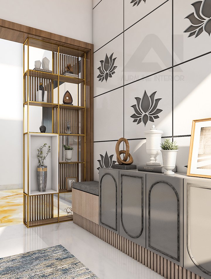Modern luxury console and wall design by Auraline Interior