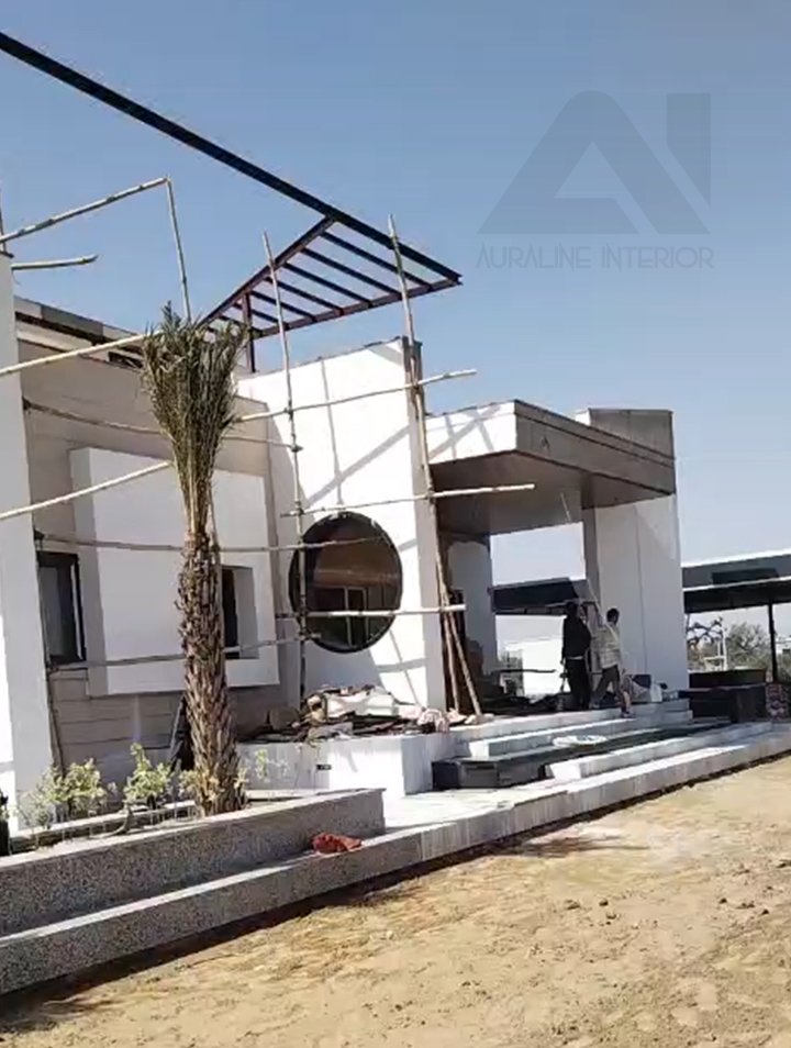 Modern residential exterior elevation design by Auraline Interior